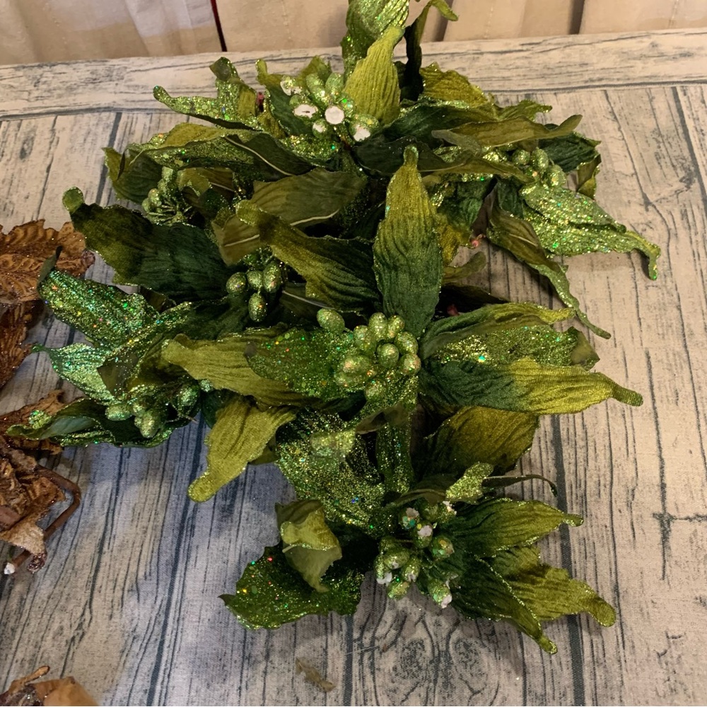 Floral Flowers Green Brown Lot Christmas Crafting Craft Glitter Wreath Tree - Picture 5 of 14